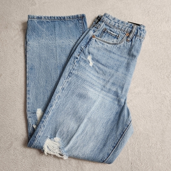 Blank NYC Jeans Womens 26 Destroyed Rib Cage Light Wash Straight Leg Denim - Picture 6 of 16